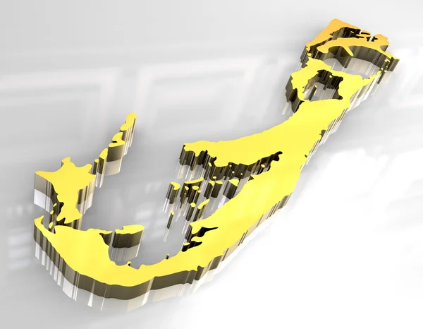 3D arany bermuda Térkép — Stock Fotó