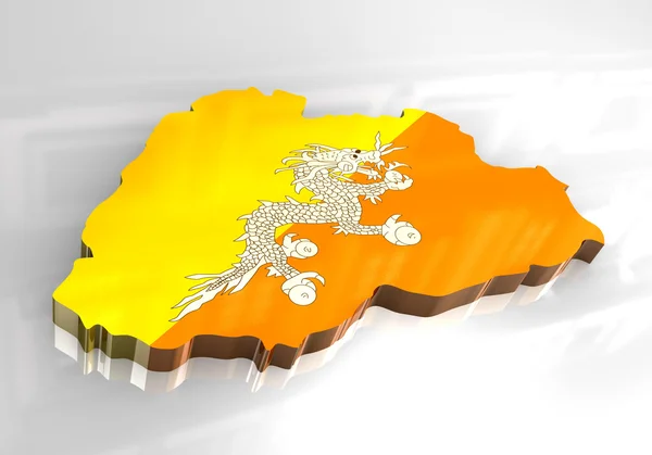 Mapa de banderas 3d de Bután — Foto de Stock