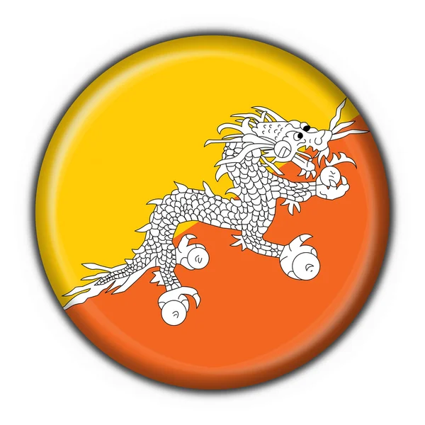Bhútán tlačítko příznak kulatý tvar — Stock fotografie