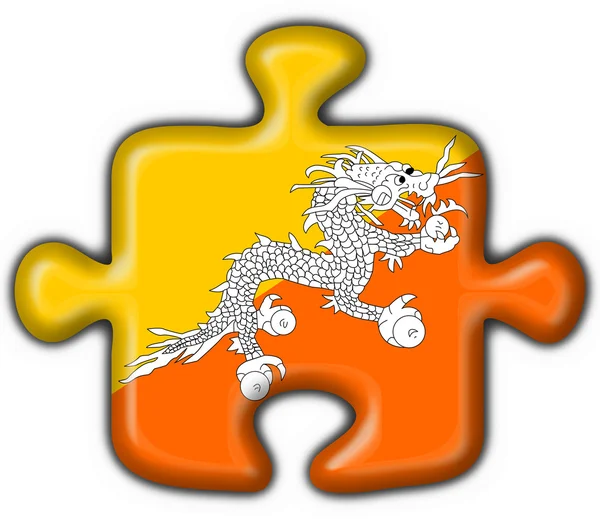 Bhutan knappen flagga pussel form — Stockfoto