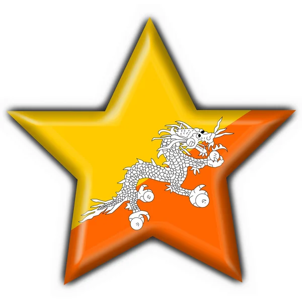 Bhútán tlačítko příznak tvar hvězdy — Stock fotografie