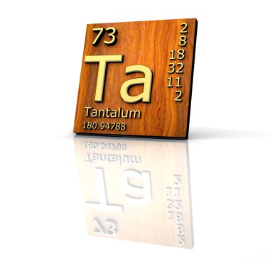 Tantalum form Periodic Table of Elements - wood board clipart
