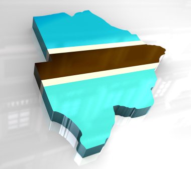 3d flag map of botswana clipart