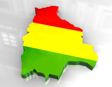 3d flag map of bolivia clipart