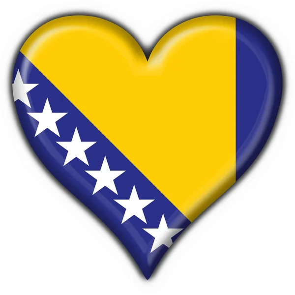 Bosna düğmesi bayrak kalp şekli — Stok fotoğraf