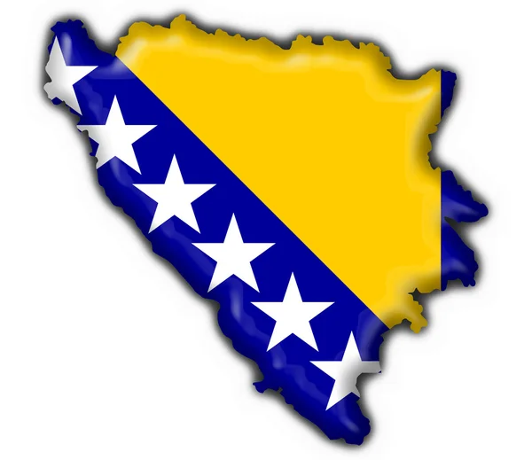 Bosnien Taste Flagge Karte Form — Stockfoto
