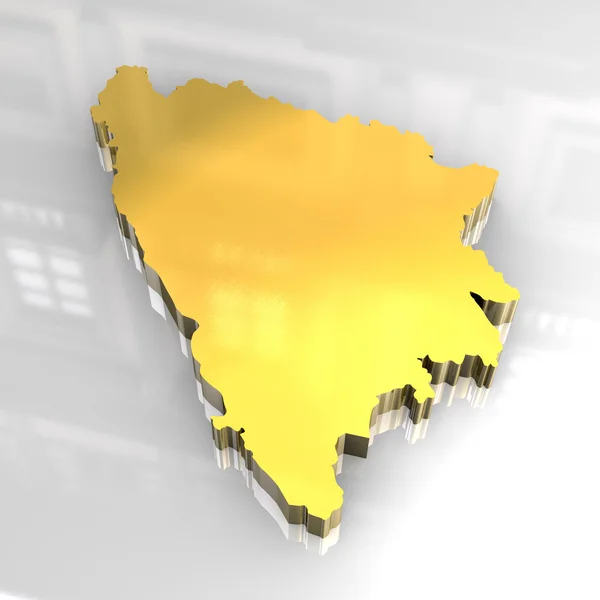 3d mapa dorado de Bosnia —  Fotos de Stock