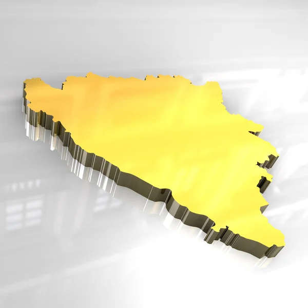 3D zlatá mapa Bosny — Stock fotografie