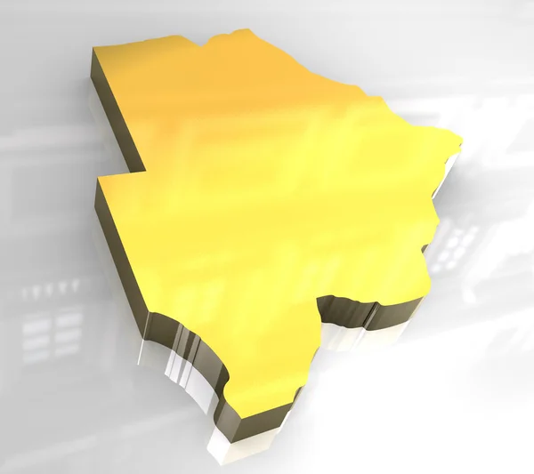 3D-gouden kaart van botswana — Stockfoto