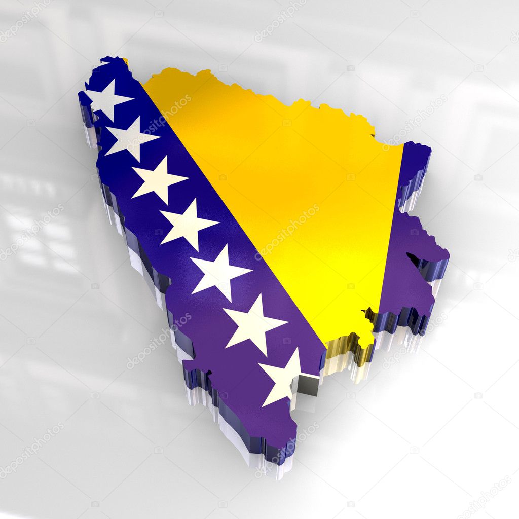 3d flag map of Bosnia