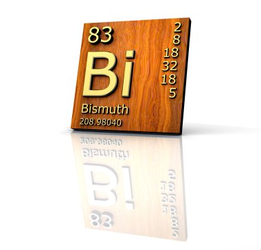 Bismuth form Periodic Table of Elements - wood board clipart