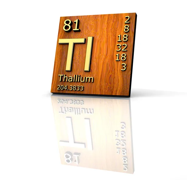 Thallium form Periodic Table of Elements - wood board — Stock Photo, Image
