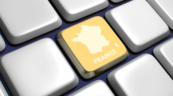 Teclado (detalhe) com chave de mapa França — Fotografia de Stock