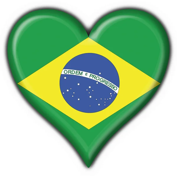Bouton brésilien drapeau forme coeur — Photo