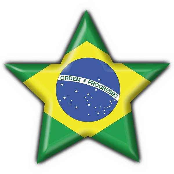 Pulsante brasiliano bandiera forma stella — Foto Stock