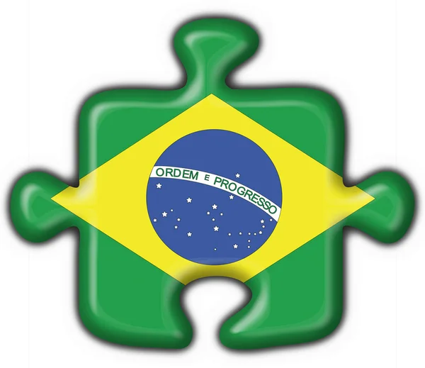 Botón brasileño bandera rompecabezas forma —  Fotos de Stock