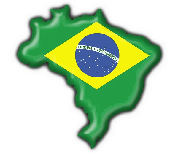 Brasilianska knappen flagga karta form — Stockfoto