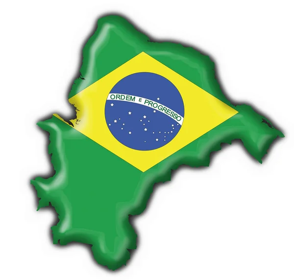 Pulsante brasiliano bandiera mappa forma — Foto Stock