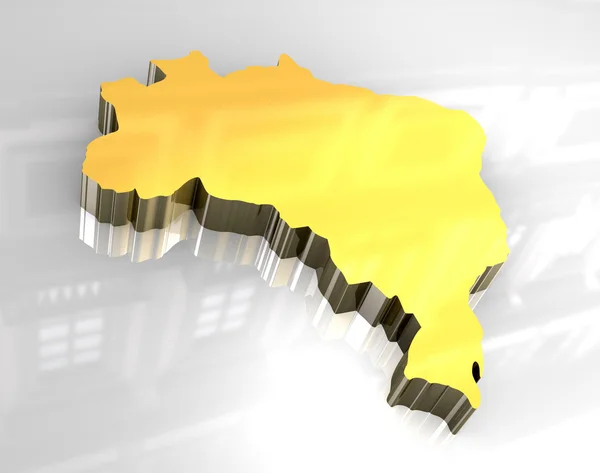 3D mapa złoty z Brazylii — Zdjęcie stockowe