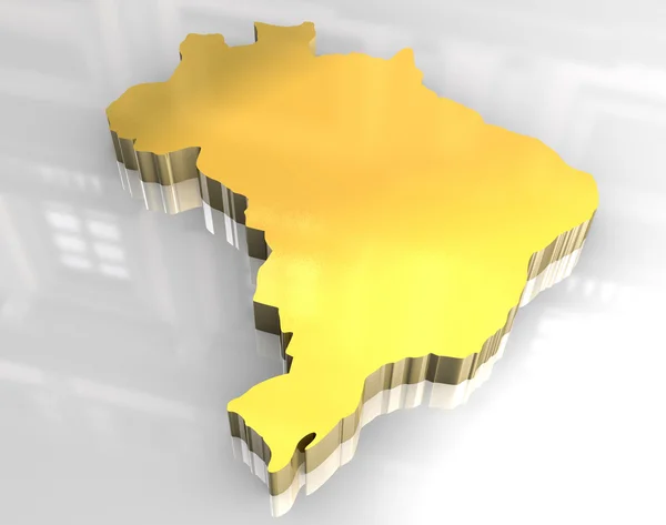 3D mapa złoty z Brazylii — Zdjęcie stockowe