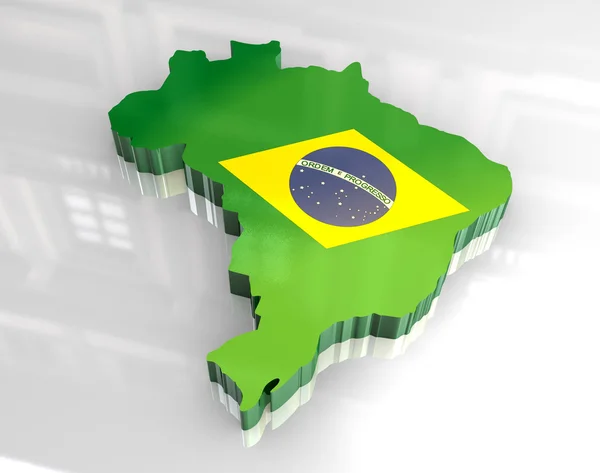 3D χάρτη σημαία της Βραζιλίας — Φωτογραφία Αρχείου