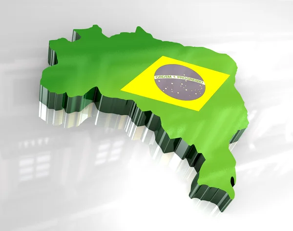 3D-vlag kaart van Brazilië — Stockfoto