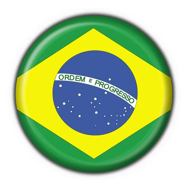 Σημαία της Βραζιλίας κουμπί γύρο σχήμα — Φωτογραφία Αρχείου