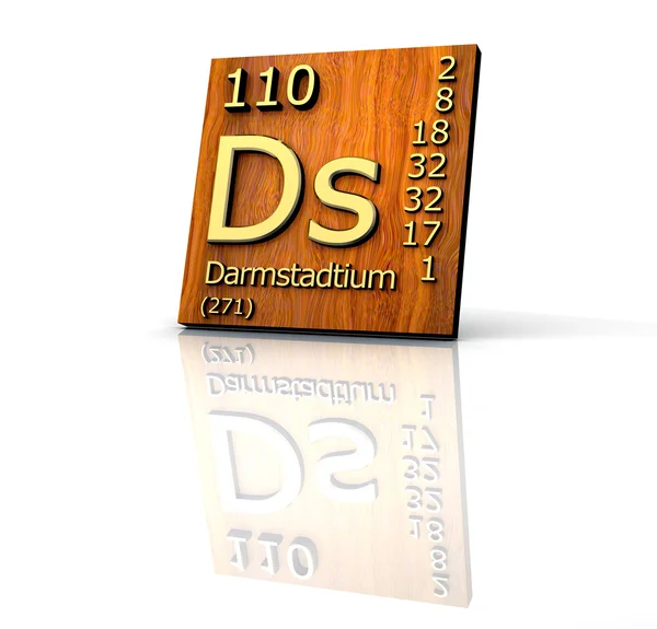 Darmstadtium Periodická tabulka prvků - dřevěné desky — Stock fotografie