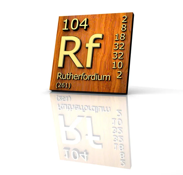 Forma de Rutherfordium Tabla periódica de elementos - tablero de madera — Foto de Stock