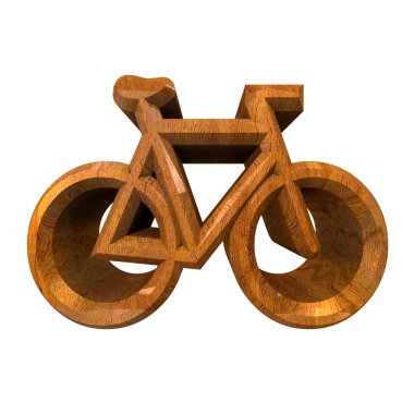 Bike symbol in wood (3d) clipart