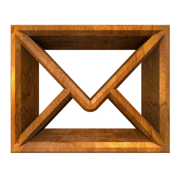 Symbolem e-mail koperta w drewnie (3d) — Zdjęcie stockowe