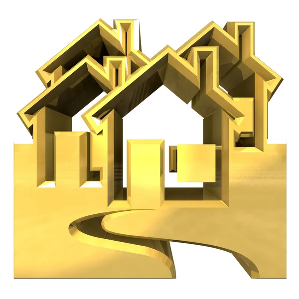 Huisje in goud - 3d — Stockfoto