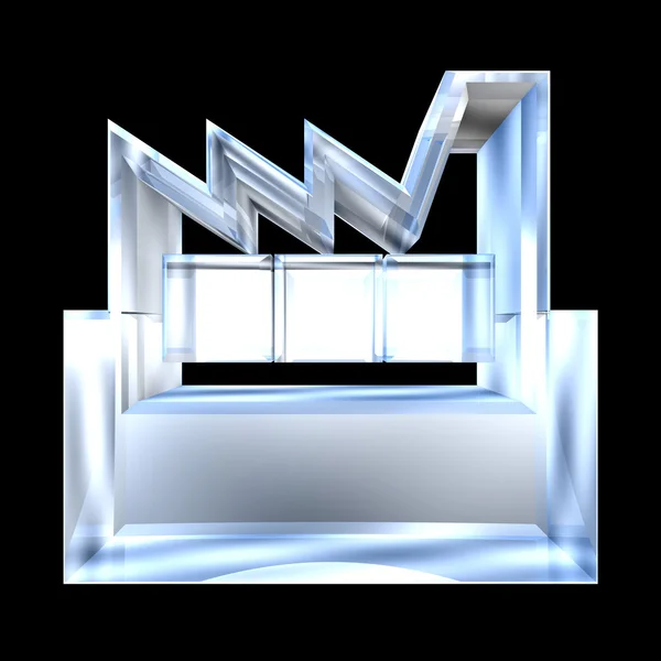 Fabrikant pictogram Voortbouwend op een witte achtergrond in glas - 3d — Stockfoto