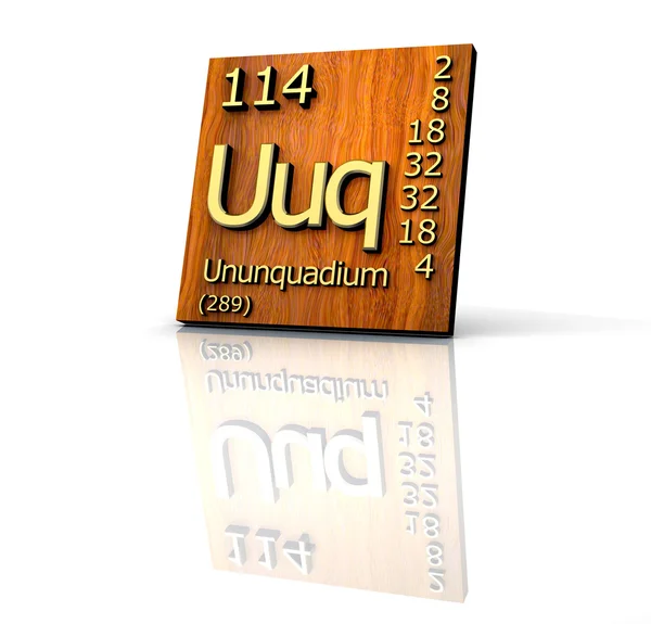 Ununquadium Tabla periódica de elementos - tablero de madera —  Fotos de Stock