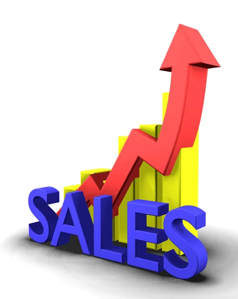 Статистика графика со словом продаж — стоковое фото