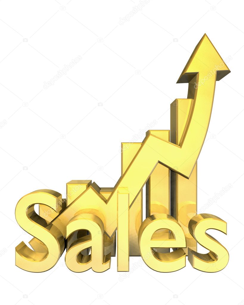 Sales statistics graphic in gold