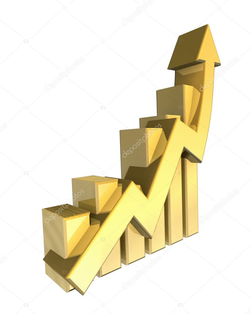 Statistics graphic in gold