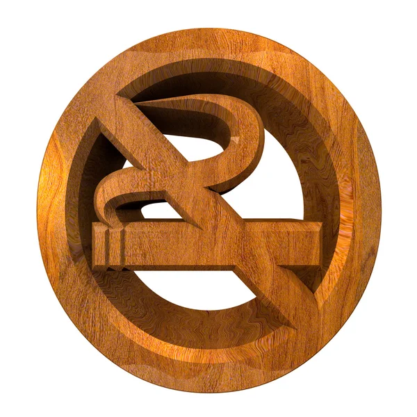 No smoking icon symbol in wood (3D) — Stock Photo, Image