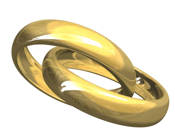 Wedding rings in gold (3D) — Stock Photo, Image