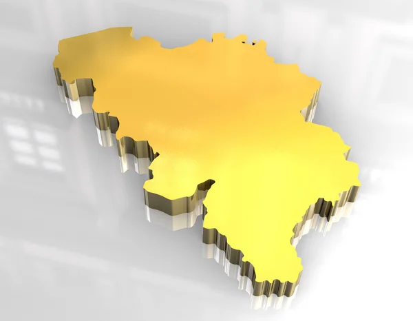 3d mapa dourado de belgium — Fotografia de Stock