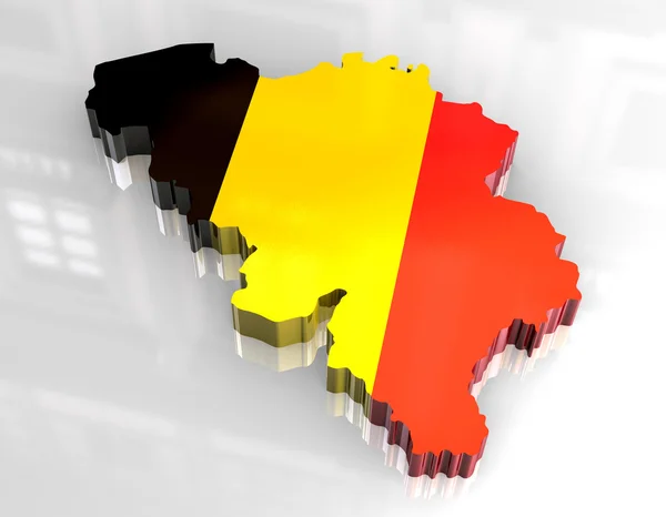 3d flag map of belgium — Stock Photo, Image