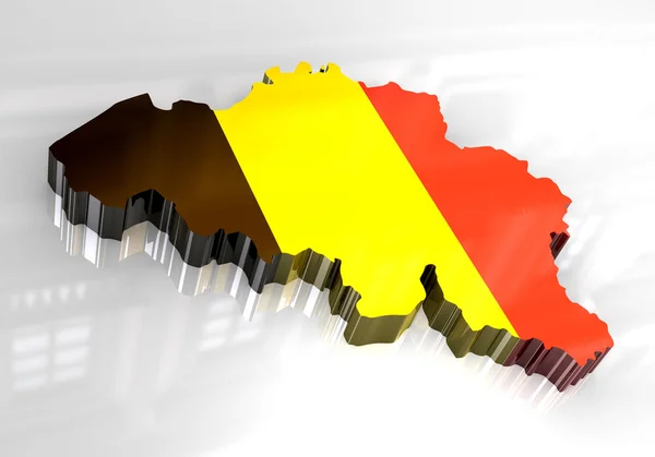 3d Flagge Karte von Belgien — Stockfoto