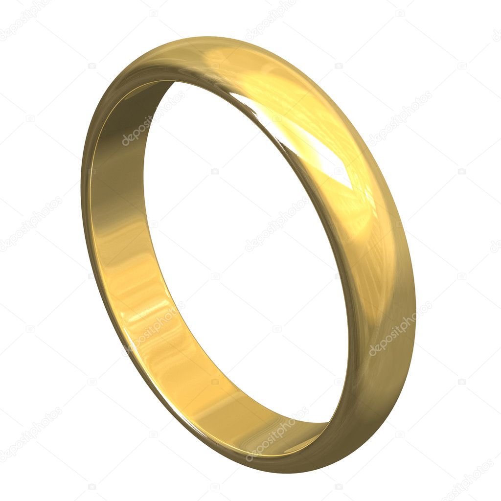 Isolated wedding ring in gold (3D)