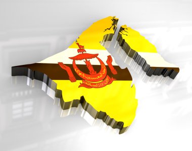 3d flag map of brunei clipart