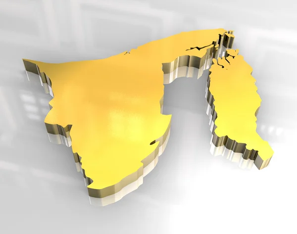 3D-gouden kaart van brunei — Stockfoto