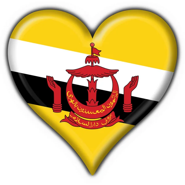 Brunei düğmesi bayrak kalp şekli — Stok fotoğraf