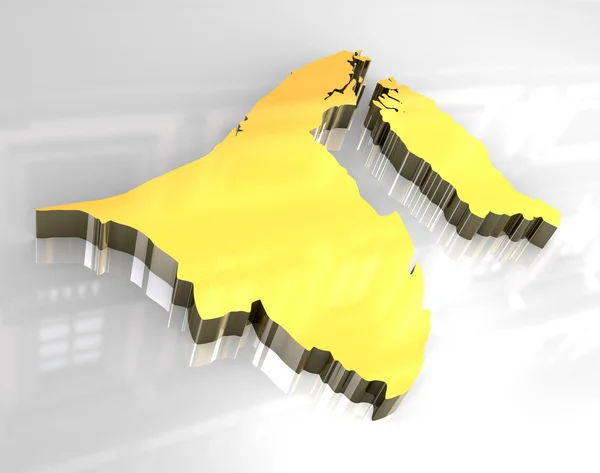 3D zlatá mapa Brunej — Stock fotografie