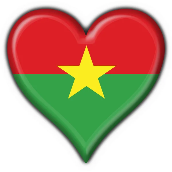 Burkina Faso Knopf Flagge Herz Form — Stockfoto