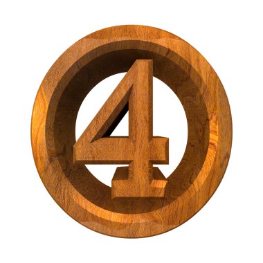 3d number 4 in wood clipart