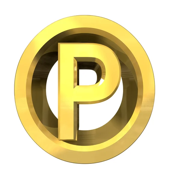 Parking symbol in gold (3d) — Stock Photo, Image
